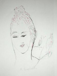 Antonietta Raphael Mafai, Volto di donna, litografia.